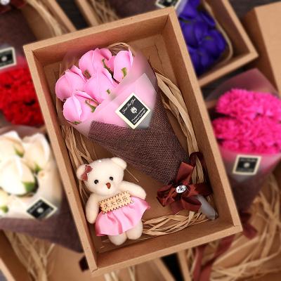 China Celebration Valentine's Day Gift Seven Roses Soap Flower Gift Box Carnation Preserved Flower Gift Box for sale