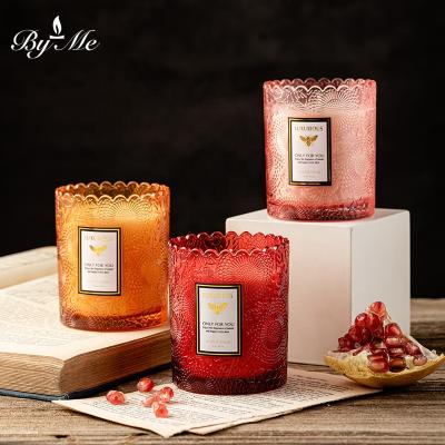 China Home Birthdays Holidays Bars Parties Weddings Lace Edge Embossed Soy Wax Candle Bedroom Scented Niche Indoor Scented Candle Smokeless Candle for sale