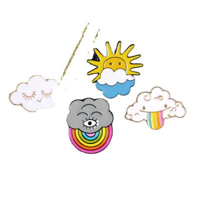 China Export to Europe and America Hot Selling Custom Hard Enamel Rainbow Cloud Lapel Pin Badge for sale