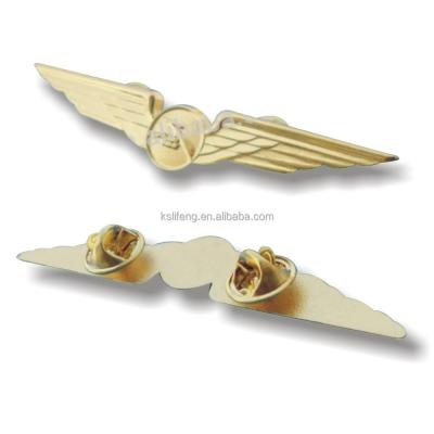 China Custom Silver Color Europe Airplane Pilot Wings Badge Metal Lapel Pin for sale