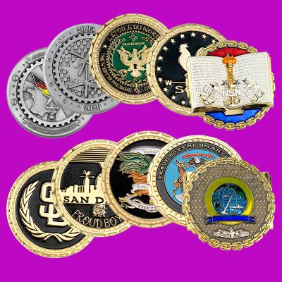 China Export to Europe and America Souvenir Custom Blank Army Commemorative Coin Stamping Sports Metal Enamel Soft Challenge Coin for sale