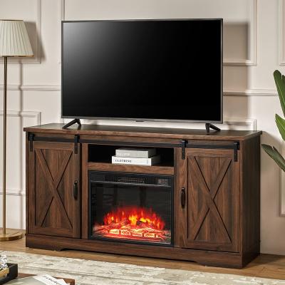 China Modern Fireplace TV Stand Sliding Barn Door Wood Entertainment Center with a 23