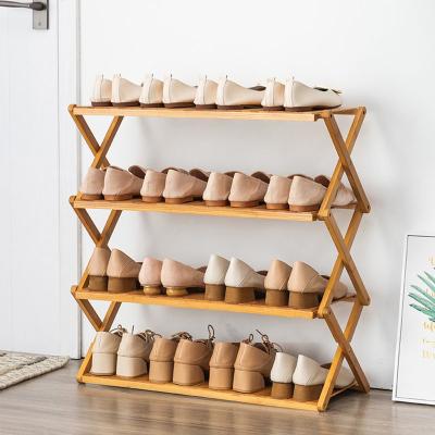 China 3 Tier Adjustable Custom Portable Assembly Free (Height) Board Bamboo Wooden Shoe Rack for sale