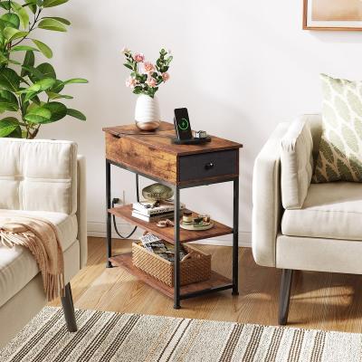 China Sofa End Table Square Narrow Extendable Side Modern Cube Stand Bedside Bedroom Bedside Living Room Coffee Tables Metal Wood Shape for sale