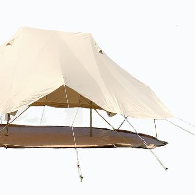 China Diamond Ground Nail Double Top 6m Glamping Bell Hexagonal Waterproof Tents Canvas Emperor Bell Party Waterproof Luxury Tent for sale