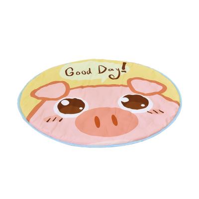 China Non-slip Round Washable Cartoon Printing Baby Play Mat Round Baby Crawling Mat with Rope Kids Toys Storage Bag Portable Beach Play Mat for sale