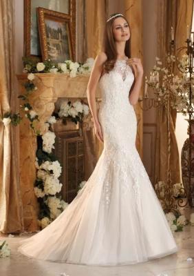 China Slim Sexy Fit And Flare Wedding Gown For Bride And Bridesmaid Color Optional for sale