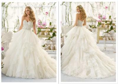 China Applique Tassel Ball Gown Style Wedding Dresses With Crystals Color Optional for sale