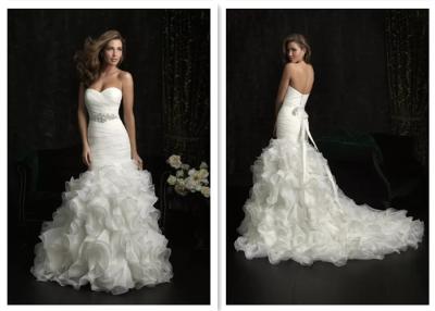 China Most Beautiful Fit And Flare Gown , Satin Elegant Fit And Flare Wedding Dresses for sale