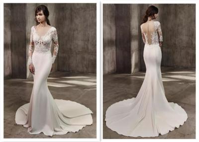 China Elegant Mermaid Wedding Dress Trumpet lLace White Wedding Dresses Long Sleeves Bridal Gowns for sale