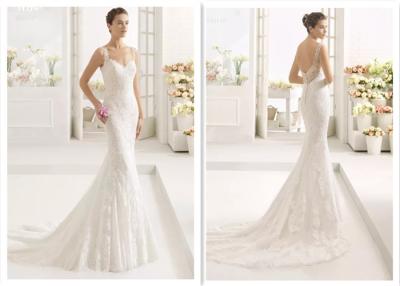 China White straple mermaid wedding dresses with sweep train for slim ladies for sale