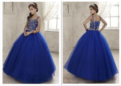 China Sleeveless Straps Sparkly Flower Girl Dresses With CZ Diamond Decoration for sale