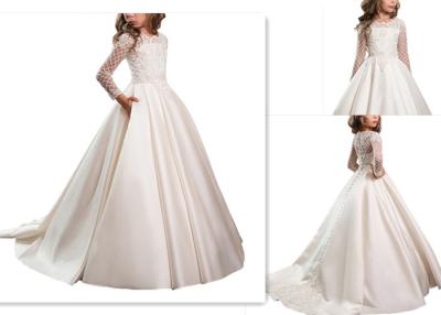 China Modern White Flower Girl Dresses , Luxury Long Sleeve Flower Girl Dresses for sale