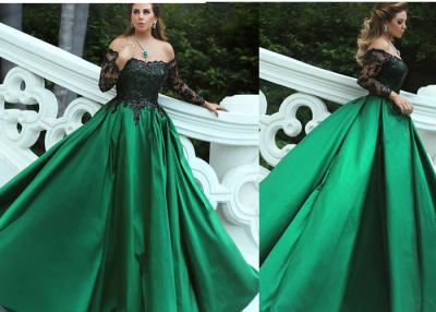 China Shiny Emerald Green Prom Dress / Quinceanera Emerald Green Evening Gown for sale