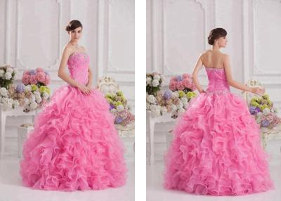 China Quinceanera Deep Pink Prom Dresses / Royal Long Elegant Prom Dresses for sale