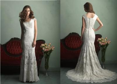 China Sweetheart Button Sheath Column Wedding Dress With Back Short Two Shoulder for sale