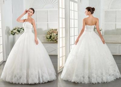 China Summer Sleeveless Ladies Wedding Dresses Floor Length Beaded Technics for sale