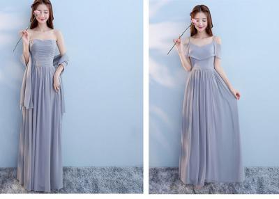 China Sexy Chiffon Womens Bridesmaid Dresses With Long Length Embroidered Pearls for sale