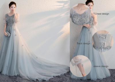 China Custom Made Powder Blue Bridesmaid Dresses , Elegant Long Lace Bridesmaid Dresses for sale