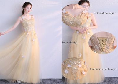 China Pretty Color Womens Bridesmaid Dresses With 3D Flowers Lace Applique for sale