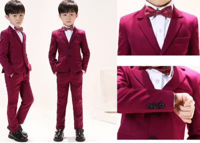 China Anti Shrink Boys Red Tuxedo / Breathable Baby Boy Ring Bearer Outfit for sale