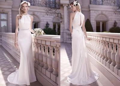 China Fashionable Satin Sheath Column Wedding Dress For Slim Bride And Woman for sale