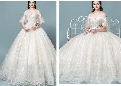 China Lace Champagne Shoulder Princess Ball Gown Wedding Dresses For Wedding Bride for sale