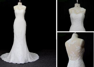 China Sheath Column Fit And Flare Wedding Gown Prom Ball Gown Dresses In White Color for sale