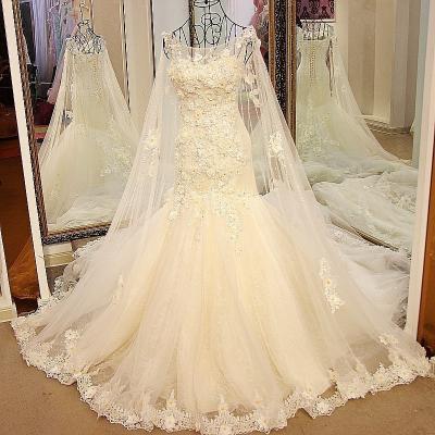 China Mermaid Court Train Lace Appliques Wedding Dress for sale