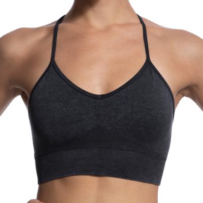 China 2022 Anti-UV Seamless Hot Sand Wash Art Sports Bra Crop Top Women Gym One-Piece Wear for sale