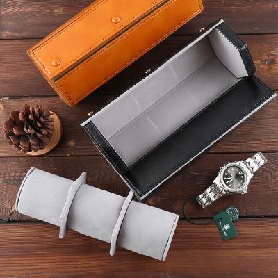 China Black 3 Slot Fanshion Box Watch Cases Customized Logo Storage Cosmetic Color Holder Package Feature Eco Leather Packaging Material for sale