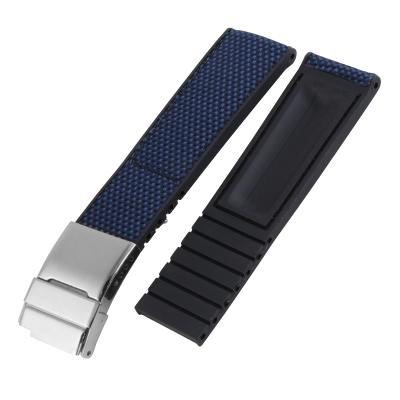 China Fashion Watch Band \ Dress Fashion New 22MM 24MM Luxury Popular Silicone Rubber Watchband For Breit-Ling Watch Accessories Strap With Silver Buckle for sale