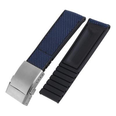 China Fashion \Dress Watch Band 22MM 24MM Popular Luxury Silicone Rubber Watch Strap For Breit-Ling Watch Accessories Strap Buckle Watchband Watch Strap for sale