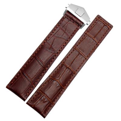 China Fashion\Luxury Popular Genuine Leather Watch Strap Folding Buckle Strap Watch Strap Watchband Leather Accessories Dress Watchband 20MM 22MM Real for sale