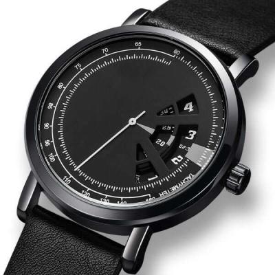 China Black Leather Strap Man Quartz Watch Fashion Sports Watches for sale