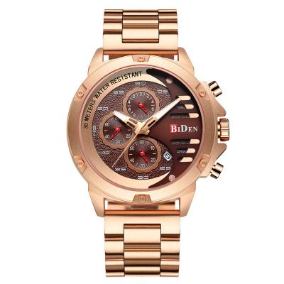 China 2018 BIDEN 2018 brand sport date quartz fashion luxury automatic watch men's stainless steel chain watch casual wrist chronograph for sale