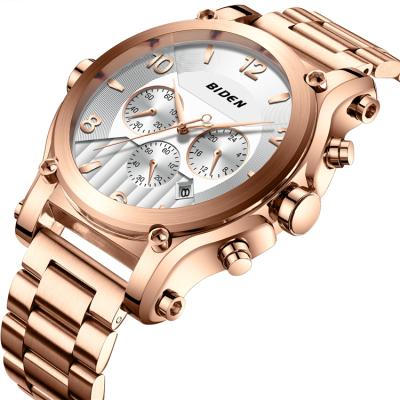 China Automatic Date 2018 BIDEN Sports Japan Quartz Mens Gold Wristwatches Water Resistant Steel Chronograph Watch Men Luxury OEM for sale