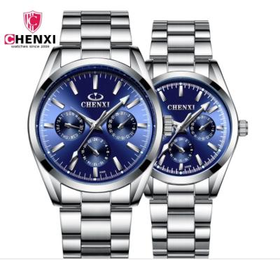 China CHENXI 006B Chronograph Couples Watch Stainless Steel Fashion Sports Wristwatch Waterproof Japanese Quartz Best Unisex Gift Watch for sale