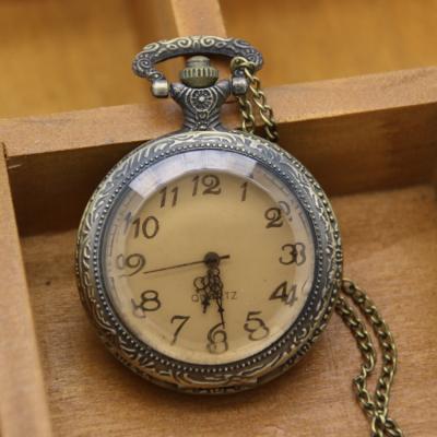 China Antique Brown Stained Glass Pocket Watch Antique Pocket Watch With Chain for sale