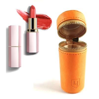 China Other Travel Mini Leather Lipstick Box Gold Keychains Keeper Bag PU Lipstick Cases Holders for sale