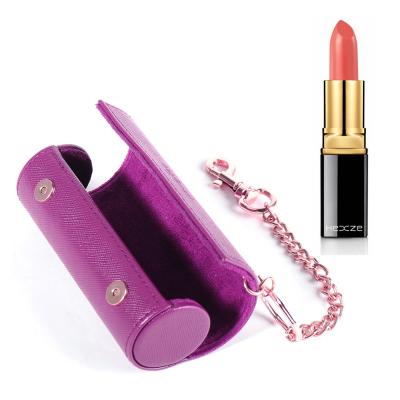 China Other Small Leather Lipstick Case Holder With Mirror Organizer Bag For Purse Lipstick Holder Hanging Key Chain for sale