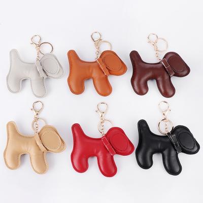 China Portable.Cute Fashion PU Leather Handbag Charming Cute Dog Leather Key Chain Decoration for sale