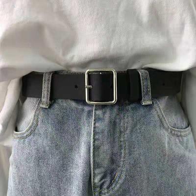 China New 3 PU Leather Belt For Women Square Pin Buckle Jeans Black Coffee Belt Fancy Strap Female for sale