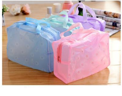 China Vosmetic Daily Floral Transparent Bag Wash Cosmetic Bag Bath Supplies Travel Storage Bag for sale