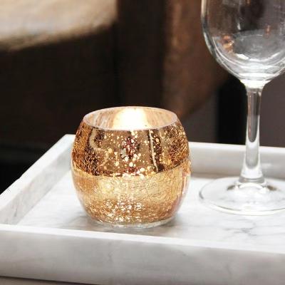 China Simple and modern home decoration home decoration glass ball candle electroplating container for home decoration for sale