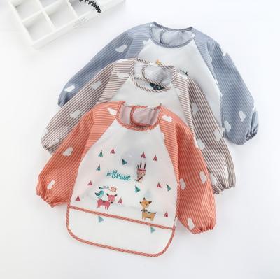 China PLHMIA Cleaning Infant Burp Cloths Toddler Apron For Feeding Waterproof Long Sleeve Baby Bibs for sale