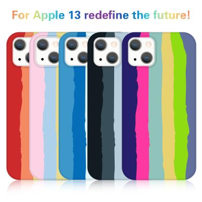 China Hot Selling High Quality Shockproof Mobile Phone Cases For iphone Rainbow Cell Phone Soft Silicone Liquid Case For Iphone 13 pro max for sale