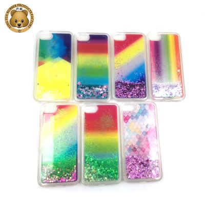 China New design popular glitter tpu colorful rainbow phone case liquid quicksand phone case for iphone XY-161 for sale