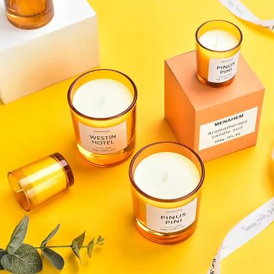 China Holidays ; Home decoration; Orange Scented Soy Wax Large Cup Candle Gifts Aromatherapy Fragrance Hotel Essential Oil Home Smokeless Candle With Hand Gift for sale