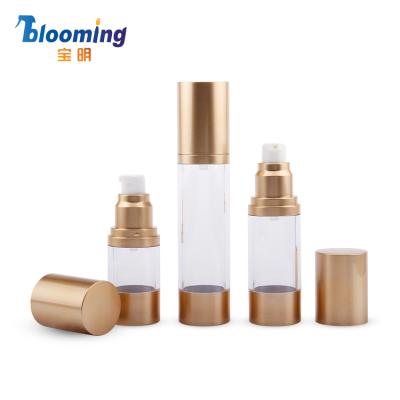 China Cosmetic Airless Facial Pump Bottles Lotion Serum Massage, Plastic Matte Gold Airless Pump Skin Care Bottle 30ml for sale